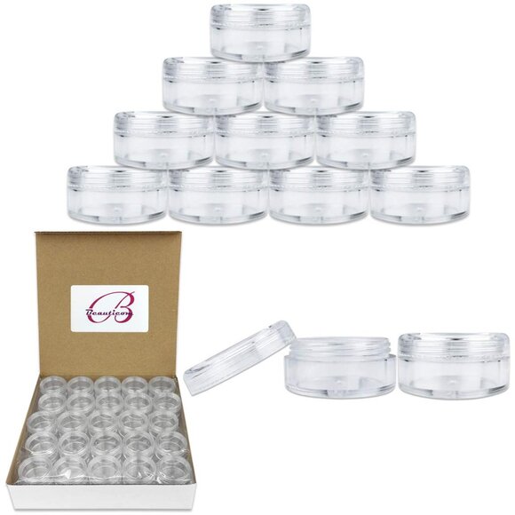 Other - 50 New Empty 5 Grams Acrylic Clear Round Jars - BPA Free Containers for Cosmetic